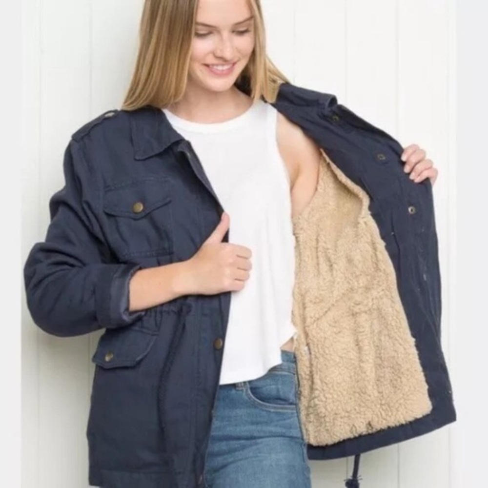 BRANDY MELVILLE Navy Blue Utility Jacket